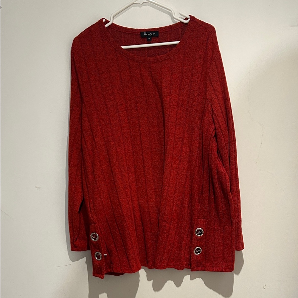 ⭐️ 4/$20 Red Long Sleeve Top with Details